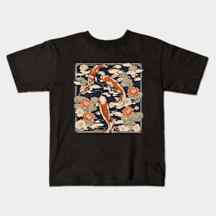 japanese style art golden koi fish Kids T-Shirt